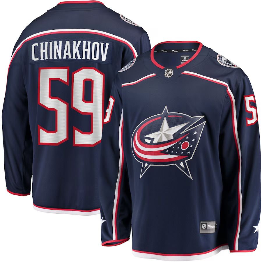 Men Columbus Blue Jackets 59 Yegor Chinakhov Fanatics Branded Navy Home Breakaway Player NHL Jersey